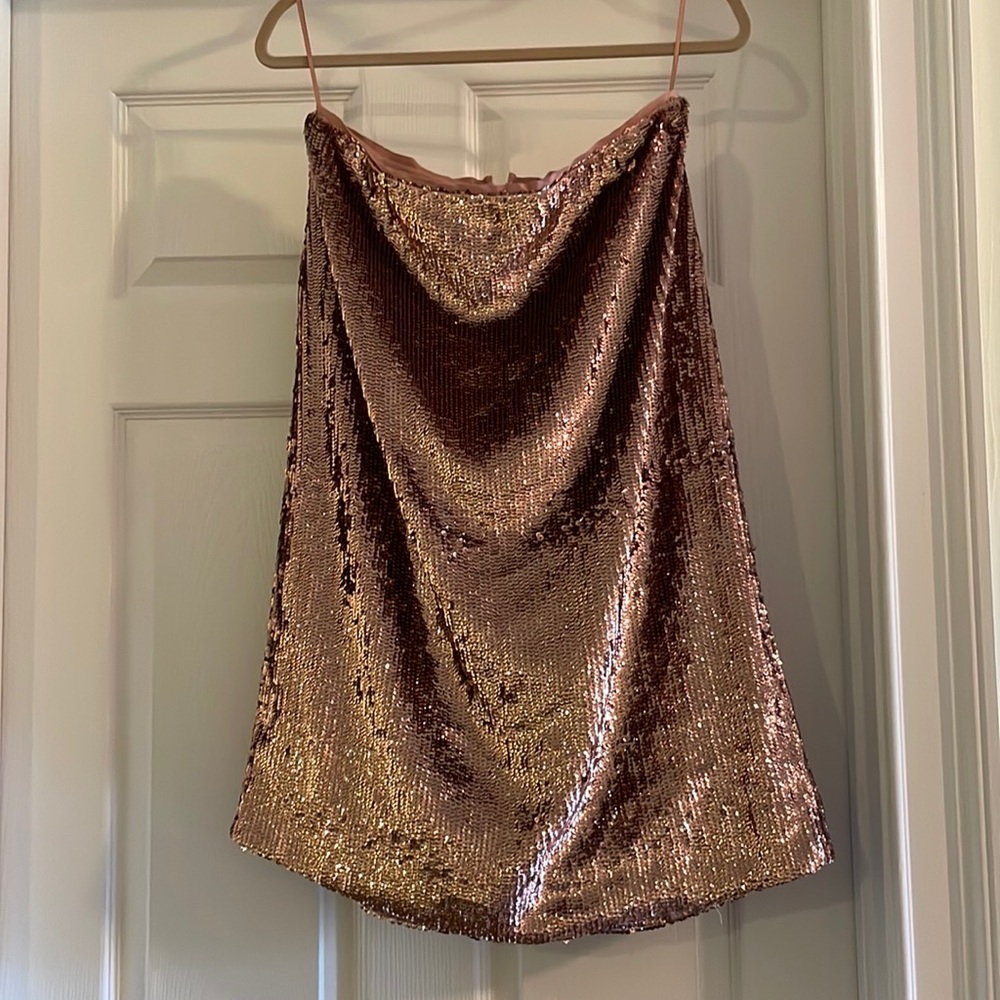 J. Crew Rose Gold Sequin Pencil Skirt